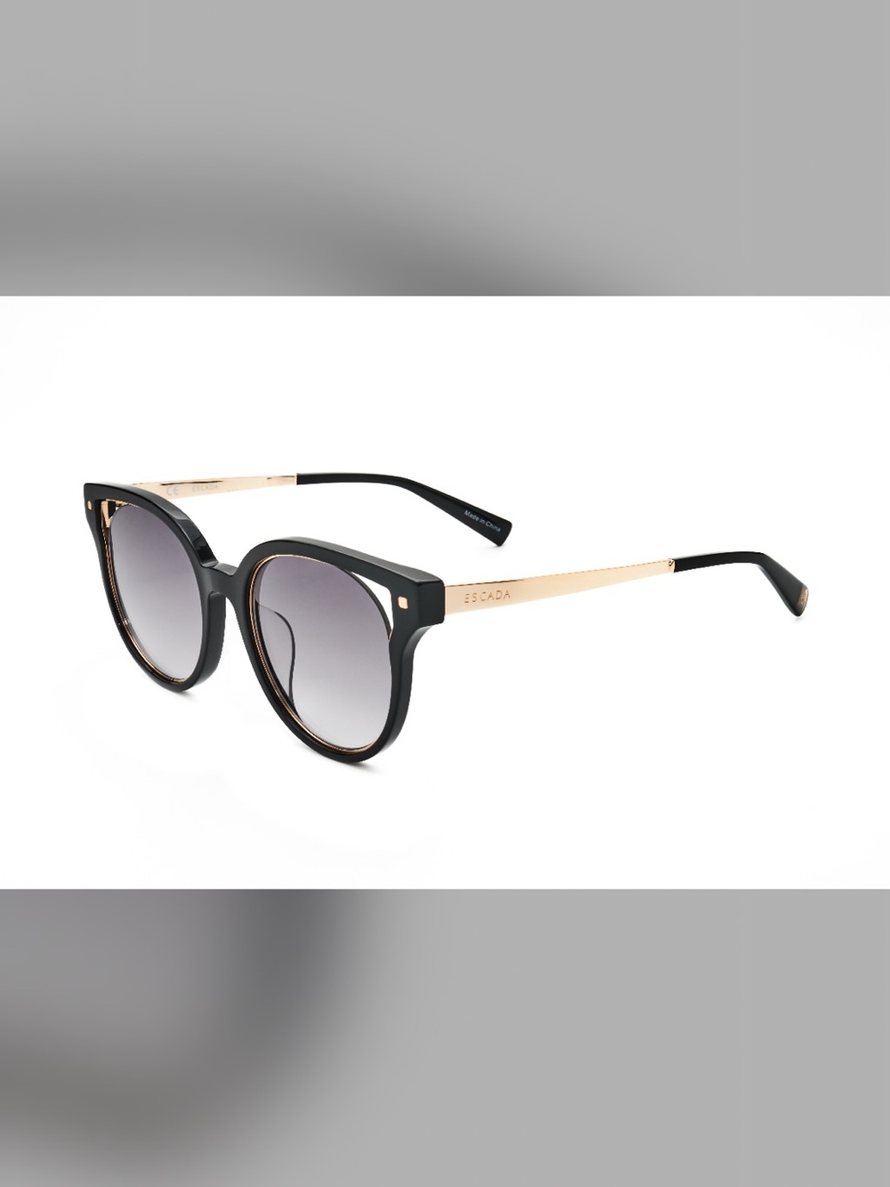 Escada Black and Gold Round-Edge Sunglasses for Women (NWT)